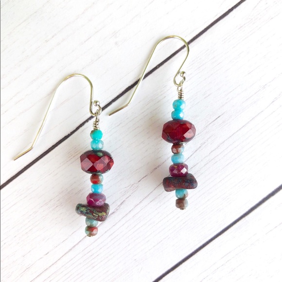 Jewelry - Handmade Czech Glass Earrings with Sterling Silver